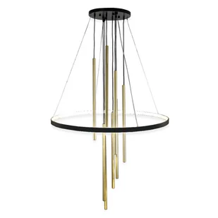Wisząca lampa okrąg LUNA 5215 LED 54W 3000K tuba czarny mosiądz - Lampy sufitowe - miniaturka - grafika 1