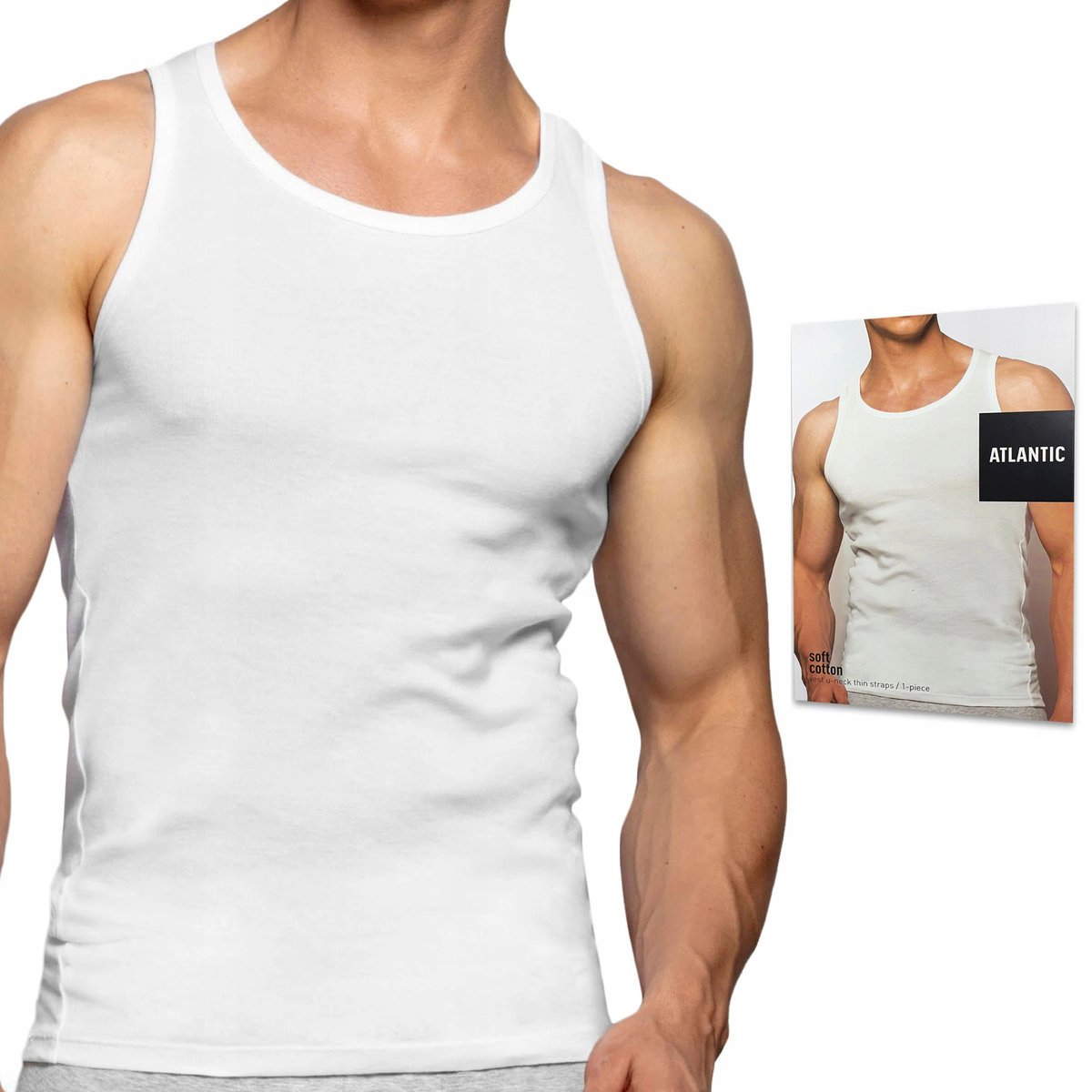 Koszulka męska na ramiączkach bawełniana TANK TOP ATLANTIC 046 - XL