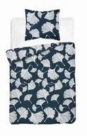 Pościel - Pościel 140x200 granatowa biała liście miłorzębu 5106 A z jedną poszewką Bawełna 32 - miniaturka - grafika 1