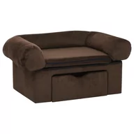 Legowiska dla psów - Vidaxl Sofa dla psa z szufladą brązowa 75x50x38 cm pluszowa 171077 - miniaturka - grafika 1