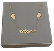 Naszyjniki - ZŁOTY naszyjnik BABCIA dla babci srebro GRAWER 50 - miniaturka - grafika 1