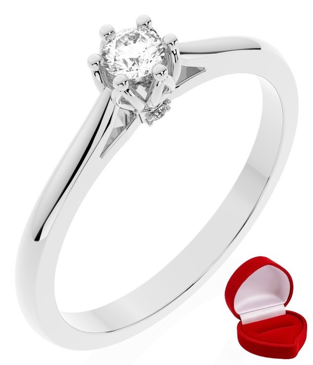 ZŁOTY PIERŚCIONEK ZARĘCZYNOWY 585 14k SZAFIR 0,09 ct BIAŁE ZŁOTO R27