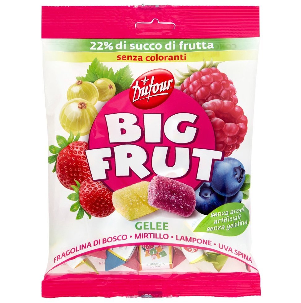 Galeretki owocowe Caramelle Big Fruit bez żelatyny150g - Dufour