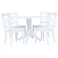 Stoły z krzesłami - vidaXL 5-częściowy zestaw mebli do jadalni, drewno kauczukowca, biały - miniaturka - grafika 1