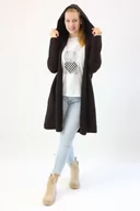 Swetry damskie - Wełniany kardigan z kapturem Paula Brązowy UNI - miniaturka - grafika 1