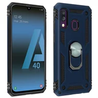 Etui i futerały do telefonów - Samsung Galaxy A40 Etui Bi Material Sztywne Miękkie Magnetyczne Podstawka z Pierścieniem Ciemnoniebieskie - miniaturka - grafika 1