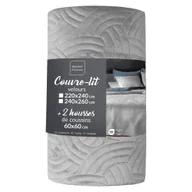 Narzuty - Szary aksamitny zestaw narzuty na łóżko i poszewki na poduszkę 240x260 cm Solange – douceur d'intérieur - miniaturka - grafika 1