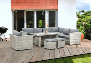 Narożnik technorattan MONIZ DINING PLUS Stone Grey - Meble ogrodowe - miniaturka - grafika 1