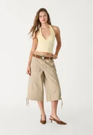 Koszulki i topy damskie - Stradivarius Top halter z dekoltem w serek Żółty pastelowy L - miniaturka - grafika 1