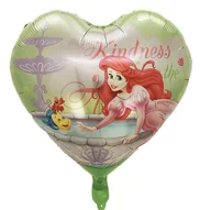 Balony i akcesoria - Balon foliowy z motywem z bajki Syrenka Ariel, serce, 45 cm - miniaturka - grafika 1