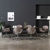 Krzesła - vidaXL Obrotowe krzesła do jadalni, 6 szt., taupe, tkanina - miniaturka - grafika 1