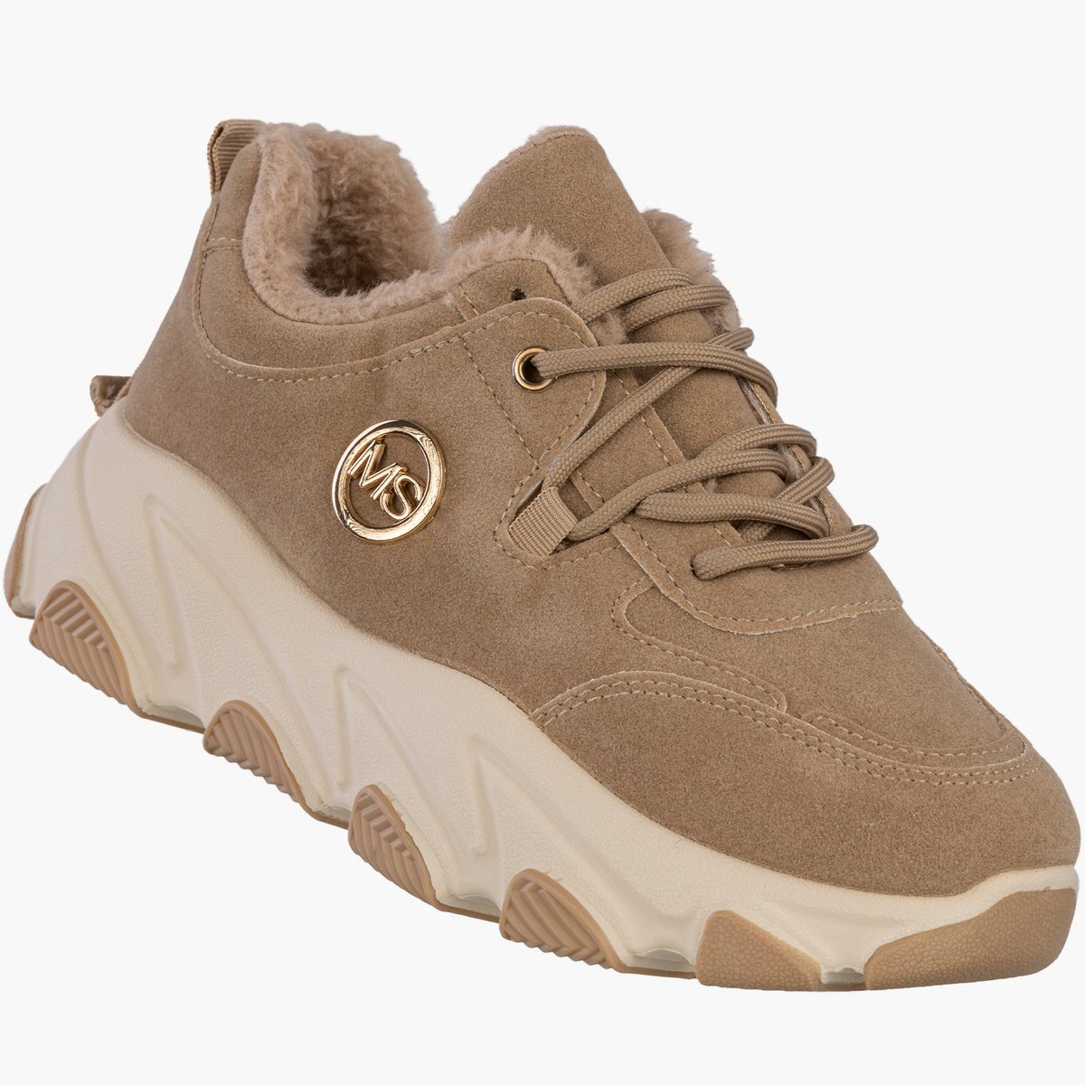 Sneakersy Damskie Ekoskóra Ocieplane Botki Zimowe Buty Sportowe Khaki 38 Khaki
