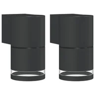 Lampy ogrodowe - vidaXL Kinkiety zewnętrzne, 2 szt., czarne, odlewane aluminium - miniaturka - grafika 1