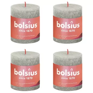 Bolsius Rustykalne świece pieńkowe Shine, 4 szt., 80x68 mm, szare - Świece - miniaturka - grafika 1
