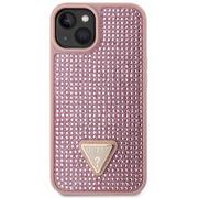Etui i futerały do telefonów - Guess Rhinestones Triangle Metal Logo na Apple iPhone 14 GUHCP14SHDGTPP Różowy - miniaturka - grafika 1