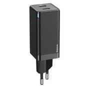 Ładowarki do telefonów - Ładowarka sieciowa Baseus GaN2 Quick Charge 45W, 2x USB-C, QC 3.0 + 60W USB-C kabel 1m (CCGAN-M01) Czarna - miniaturka - grafika 1