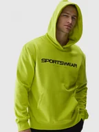 Bluzy sportowe męskie - Męska bluza dresowa nierozpinana z kapturem 4F 4FWAW24TSWSM1259 - zielona - miniaturka - grafika 1