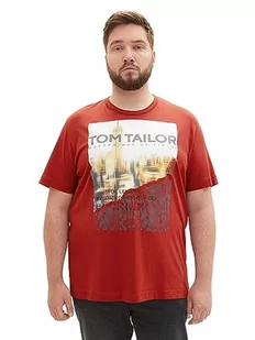 TOM TAILOR Męski T-shirt z nadrukiem fotograficznym z bawełny, 14302-velvet red, 3XL, 14302-Velvet Red, 3XL - Koszulki męskie - miniaturka - grafika 1