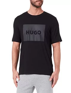 HUGO Męski T-shirt Dulive222 z bawełnianego dżerseju z okrągłym dekoltem i logo bokserskie, czarny 2, M - Koszulki męskie - miniaturka - grafika 1