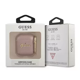 Guess GUA2SASMP AirPods cover różowy/pink Saffiano Script Metal Collection - Akcesoria do słuchawek - miniaturka - grafika 3