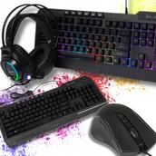 Zestawy myszka + klawiatura - ZESTAW GAMINGOWY 3w1 - Słuchawki Mysz Myszka Klawiatura Podświetlanie RGB - miniaturka - grafika 1