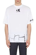 Bluzy męskie - Armani Exchange Męska bluza z bawełny organicznej, krótkie rękawy, biała, rozmiar L, biały, L - miniaturka - grafika 1