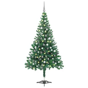 vidaXL Sztuczna choinka z lampkami LED i bombkami, 120 cm, 230 gałązek - Choinki - miniaturka - grafika 1