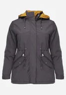 Kurtki damskie - Szaro-Żółta Przejściowa Kurtka Dwustronna Parka z Pikowaniem i Kapturem Tidare - miniaturka - grafika 1