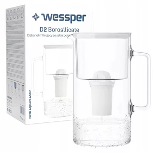 Wessper AquaClassic Crystalline 2,5L Biały szklany dzbanek filtrujący z 12 wkładami - Dzbanki filtrujące - miniaturka - grafika 2