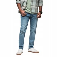 Spodnie męskie - Męskie klasyczne jeansy jasnoniebieskie regular Ombre OM-PADP-0217 V2 XXL - miniaturka - grafika 1