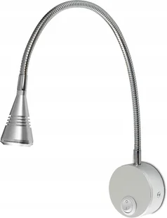 Lampa Led ścienna do czytania kinkiet regulowany metal 3W wyłącznik srebrna - Lampy ścienne - miniaturka - grafika 1