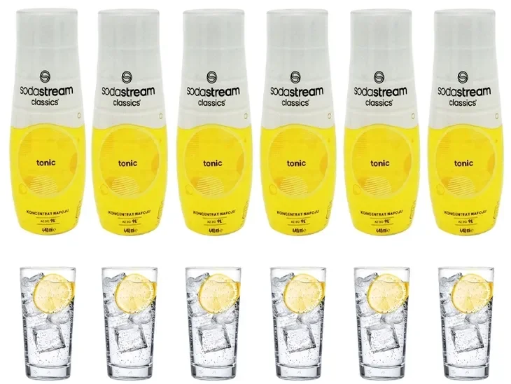 6x Syrop Koncentrat Sodastream Tonic Tonik Do Saturatora 9l Napoju Z 440ml