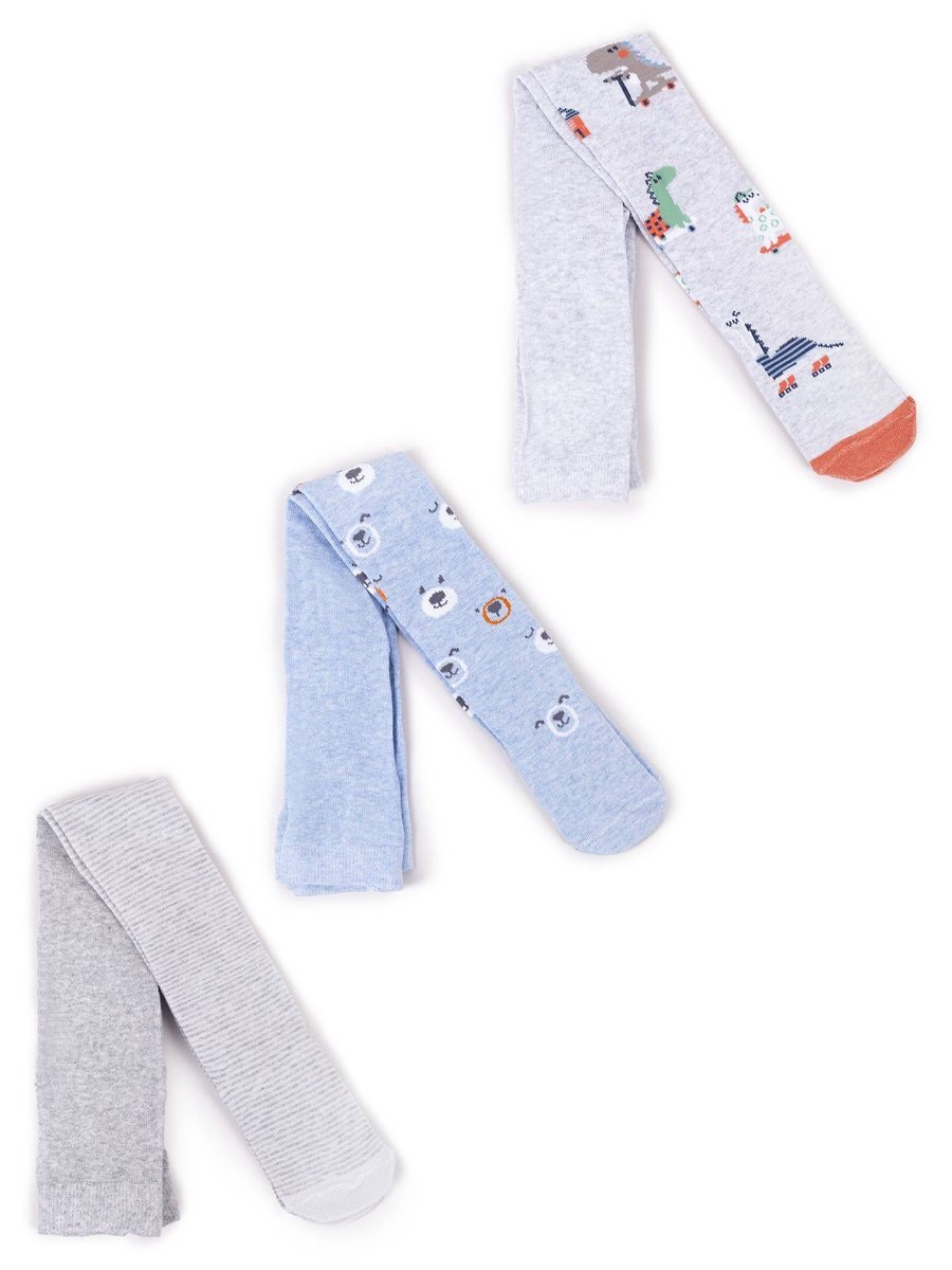 Rajstopy chłopięce bawełniane we wzory 3PAK 56-62 YOCLUB