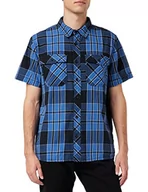 Koszule męskie - Brandit ROADSTAR koszula z krótkim rękawem, koszula rekreacyjna, w kratkę, męska koszula z drewnianym futerałem, niebieski indygo - czarny, 3XL - miniaturka - grafika 1