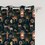 Zasłony - Zasłona WINTER wzór BN24 | akwarelowy renifer z pomarańczą 150 x 240 cm tkanina standard - miniaturka - grafika 1