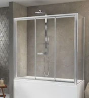 Parawany nawannowe - Novellini Aurora 3PV4 Parawan trzyczęściowy przesuwny 156-162x150 cm profile srebrne szkło przezroczyste AURORA3PV156-1B - miniaturka - grafika 1