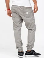 Spodnie męskie - Spodnie Materiałowe Jogger Ze Ściągaczem Męskie Szare Jigga Wear Crown XL - miniaturka - grafika 1