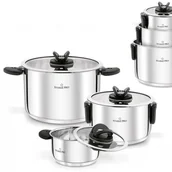 Zestawy garnków i patelni - Zestaw garnków ze składanymi uchwytami ze stali nierdzewnej 6 elementów srebrne - miniaturka - grafika 1