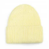 Czapki damskie - CZAPKA BEANIE DAMSKA WEŁNIANA WEŁNA ZIMOWA NA ZIMĘ 60% Angora ŻÓŁTA - miniaturka - grafika 1