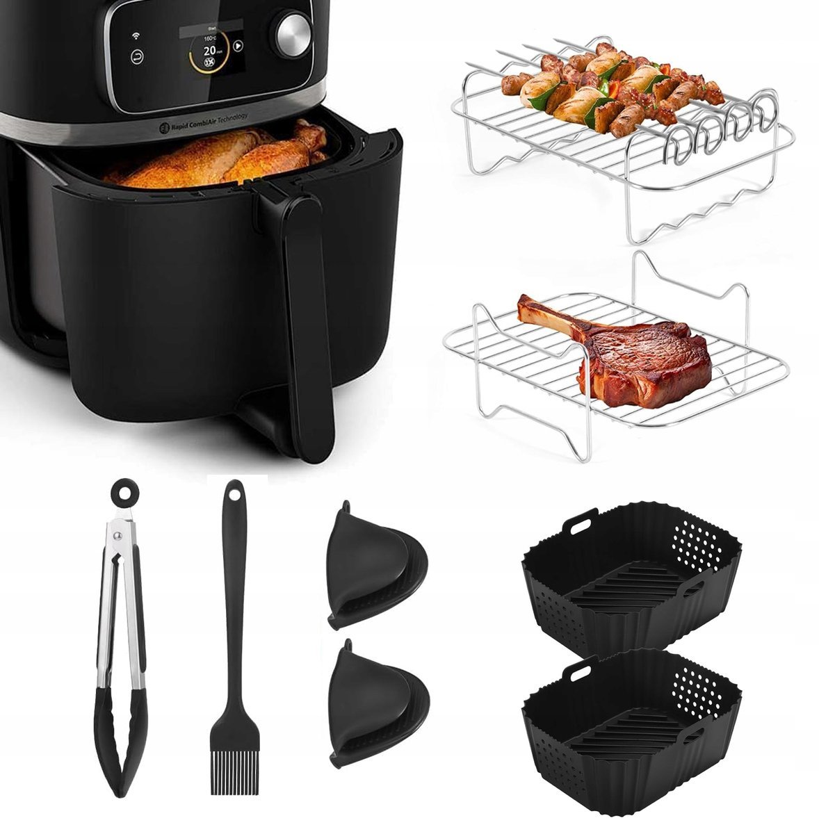 AKCESORIA DO FRYTKOWNICY ZESTAW AKCESORIÓW DO AIR FRYERA 9 ELEMENTÓW
