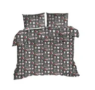 Pościel - Pościel z kory 200x220 szara serca różowe 617E zamek 825N - miniaturka - grafika 1