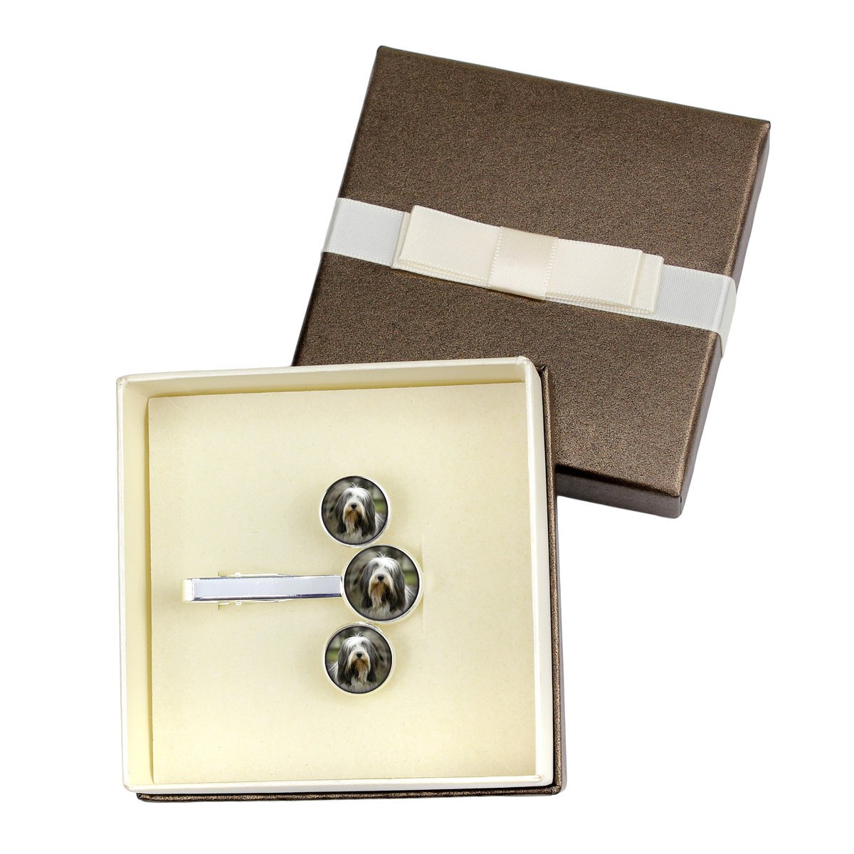 Bearded Collie, Highland Collie - spinki do mankietów i krawata twoje foto, ozdoba garnituru, męska biżuteria marki Art-Dog