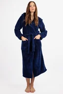 Szlafroki damskie - Damski puszysty szlafrok Diana długi ciemnoniebieski XL - miniaturka - grafika 1