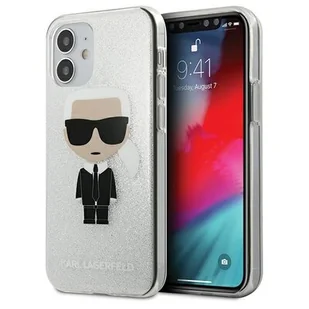 Karl Lagerfeld KLHCP12SPCUTRIKSL iPhone 12 5,4" srebrny/silver hardcase Glitter Ikonik Karl - Etui i futerały do telefonów - miniaturka - grafika 1