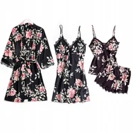 Bielizna nocna - Komplet szlafrok damski koszulka piżama dwuczęściowa - XL - miniaturka - grafika 1