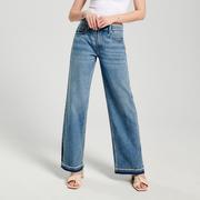 Spodnie damskie - Sinsay - Jeansy straight mid waist - Niebieski - miniaturka - grafika 1