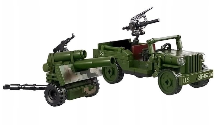 Klocki wojskowe Jeep + Działo 150 el – Militarny Pojazd Army (KL17)
