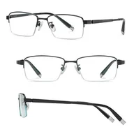 Okulary korekcyjne, oprawki, szkła - Ultralekkie tytanowe okulary zerówki z filtrem Blue Light do komputera Czarne TN828 - miniaturka - grafika 1