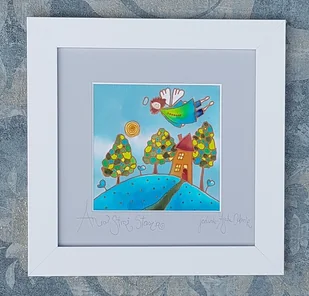 Anioł na jedwabiu - Pamiątka Chrztu Świętego - miniaturka - grafika 1