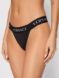 Majtki damskie - Versace Stringi Donna AUD04070 Czarny - grafika 1